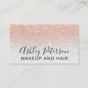Makeup elegant typografie zilver roos goud glitter visitekaartje