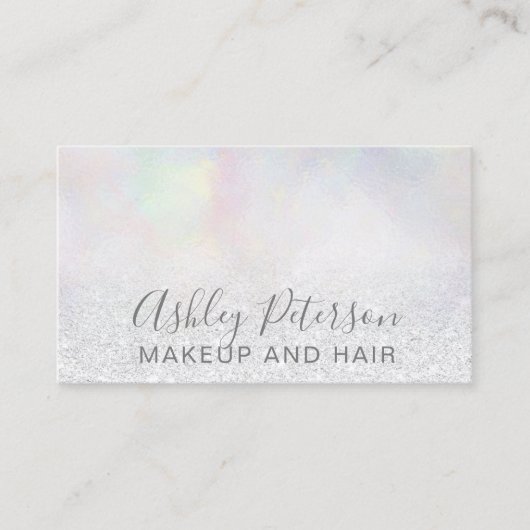 Makeup elegante typografie glitter pareel nacre visitekaartje (Voorkant)