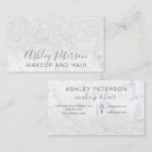 Makeup elegante typografie marmer witte glitter visitekaartje (Voorkant / Achterkant)