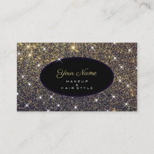 Makeup en Hair Artist Elegant Gold Glitter Style Visitekaartje