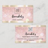 Makeup Esthetician Lash Nails QRCode Logo Roos Visitekaartje (Voorkant / Achterkant)