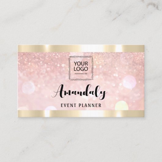 Makeup Esthetician Lash Nails QRCode Logo Roos Visitekaartje (Voorkant)