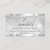 Makeup Esthetician Lash Nails QRCode Logo Silver B Visitekaartje (Achterkant)