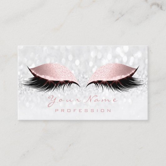 Makeup Eye Lash Glitter Pink Grey Appointcard Afsprakenkaartje (Voorkant)