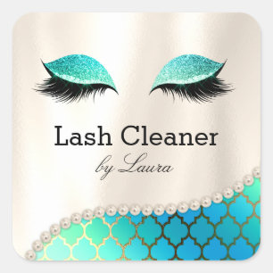 Makeup Eye Lash Lashes Cleaner Mermaid Pearls Vierkante Sticker