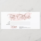 Makeup Eyebrow Eye Lash Roos Gold Gift Certificate Menu (Voorkant)