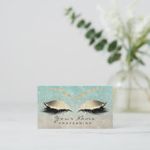 Makeup Eyebrow Eyes Lashes Glitter Blue Gold Ivory Visitekaartje (Staand voorkant)