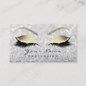 Makeup Eyebrow Eyes Lashes Glitter Gray Glam Visitekaartje (Voorkant)