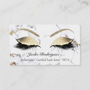 Makeup Eyebrow Eyes Lashes Glitter White Marble Visitekaartje