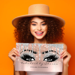 Makeup Eyebrow Lash Glitter Drip Gray Silver Skin Visitekaartje