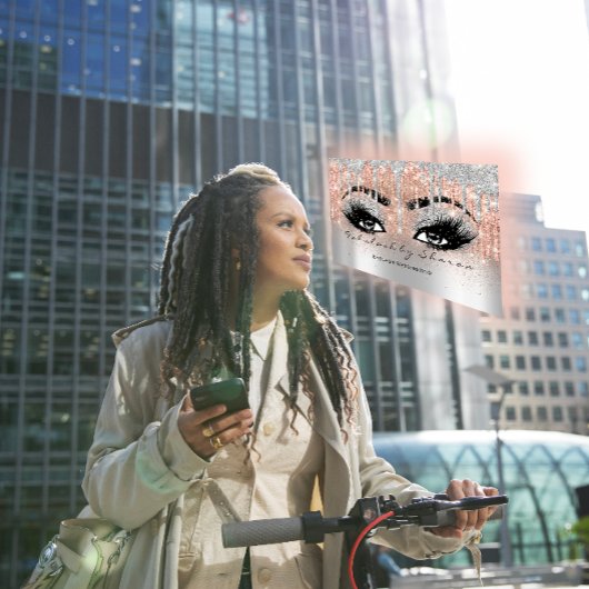 Makeup Eyebrow Lash Glitter Drip Gray Silver Spark Visitekaartje