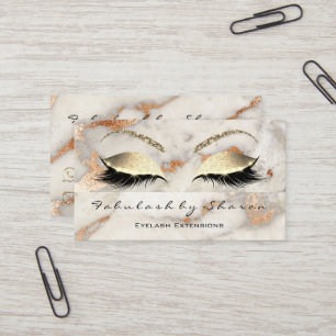 Makeup Eyebrow Lashes Glitter Copper Gold Marble Visitekaartje