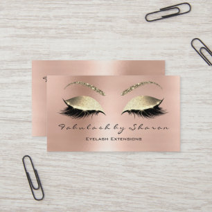 Makeup Eyebrow Lashes Glitter Crystal Roos Gold Visitekaartje