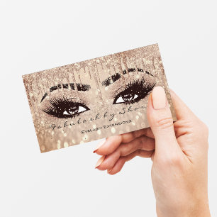 Makeup Eyebrow Lashes Glitter Drip Gold ConfetRose Visitekaartje
