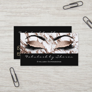 Makeup Eyebrow Lashes Glitter Roos Gold Marble Visitekaartje