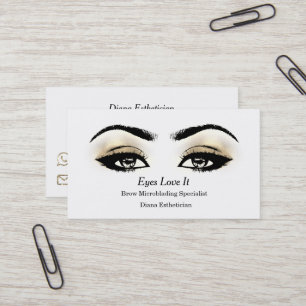 Makeup Eyebrow Lashes Gold White Beauty Visitekaartje