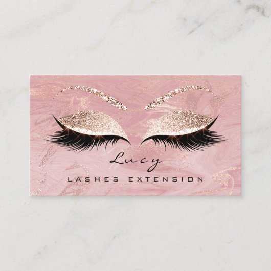 Makeup Eyebrow Name Lash Glitter Pink Marmer Visitekaartje (Voorkant)