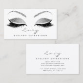 Makeup Eyebrow Name Lashes Glitter Gray Silver Log Visitekaartje (Voorkant / Achterkant)