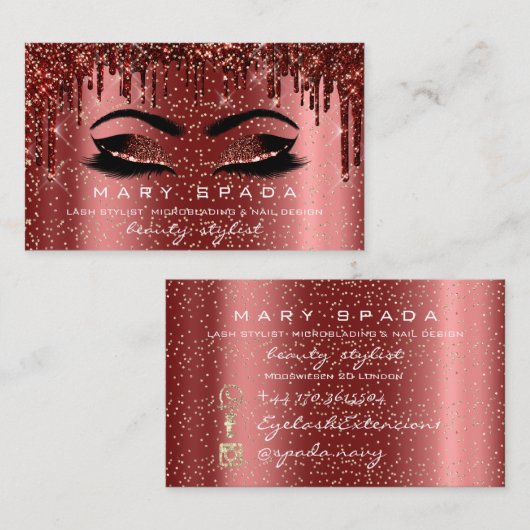 Makeup Eyebrows Lash Browns Burgundy Spark Nails Visitekaartje (Voorkant / Achterkant)