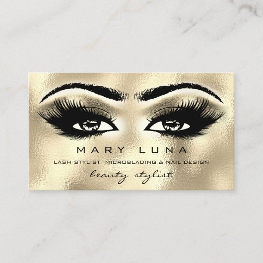 Makeup Eyebrows Lashes Glitter Gold Metallic Eyes Visitekaartje (Voorkant)