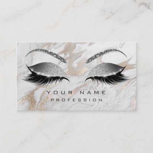 Makeup Eyebrows Lashes Glitter Marble Sparkly Visitekaartje (Voorkant)