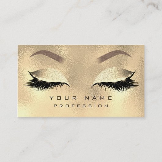 Makeup Eyebrows Lashes Glitter Metallic Faux Gold Visitekaartje (Voorkant)