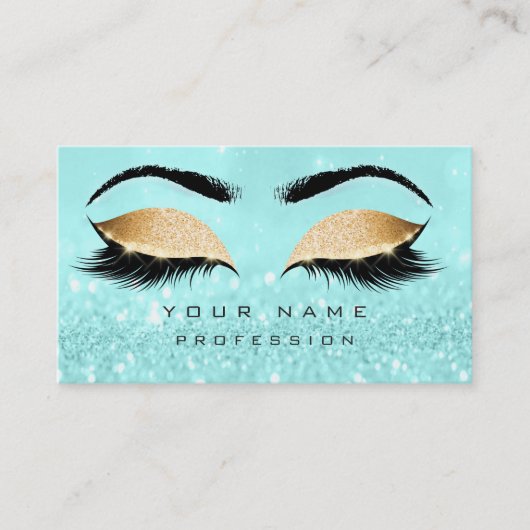 Makeup Eyebrows Lashes Glitter Ocean Gold Visitekaartje (Voorkant)