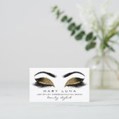 Makeup Eyebrows Lashes Social Sepia Gold White Visitekaartje (Staand voorkant)