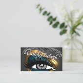 Makeup Eyelash Brows Microblading QR Code Gold Visitekaartje (Staand voorkant)