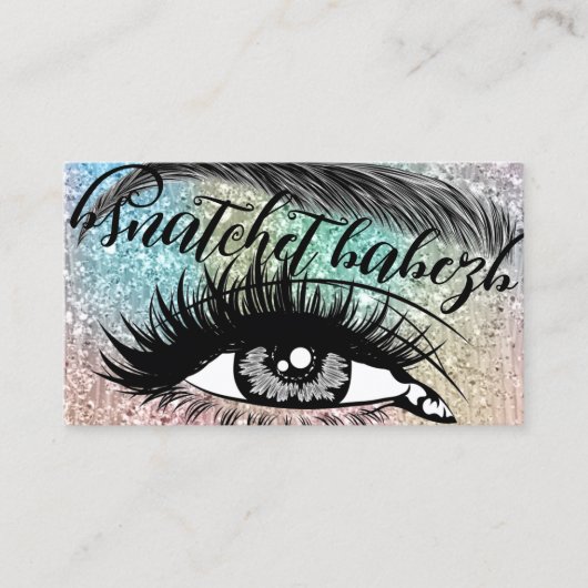 Makeup Eyelash Brows QRCode Logo Glitter Visitekaartje (Voorkant)