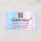 Makeup Eyelash Brows QRCode Logo Light Holographic Visitekaartje (Achterkant)