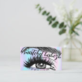 Makeup Eyelash Brows QRCode Logo Light Holographic Visitekaartje (Staand voorkant)