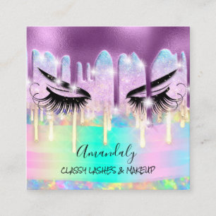 Makeup Eyelash Microblade Drift Logo Paarse Vonk Vierkante Visitekaartje