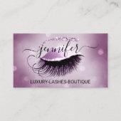 Makeup Eyelash QR Code Logo Glitter Berry Roze Visitekaartje (Voorkant)