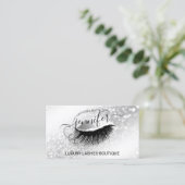 Makeup Eyelash QR Code Logo Glitter Gray Silver Visitekaartje (Staand voorkant)