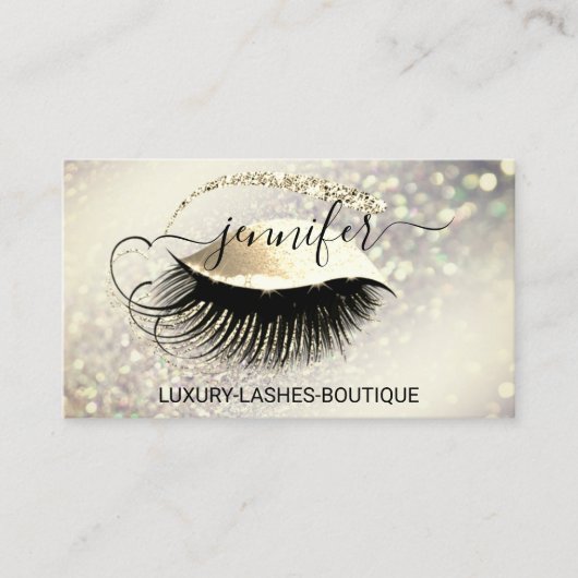 Makeup Eyelash QR Code Logo Glitter Vip Gold Visitekaartje (Voorkant)