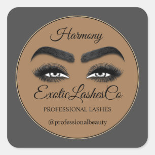 Makeup Eyelash SPA Cleaner Verpakking Bruin Vierkante Sticker