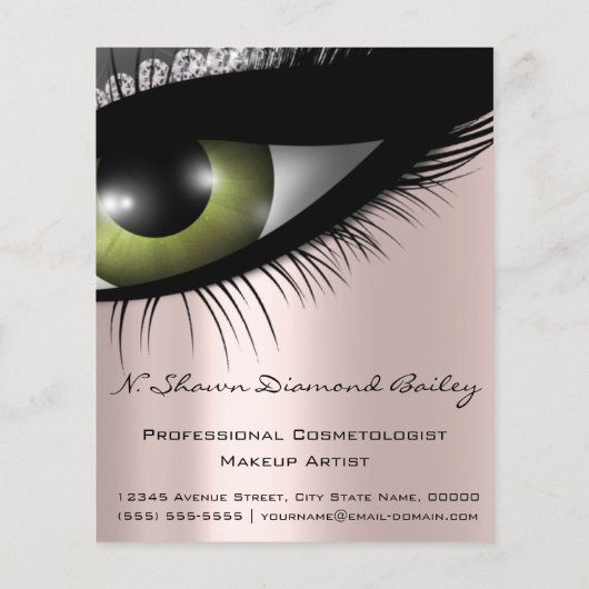 Makeup Eyelashes Beauty Salon Green Eyes Silver Flyer (Achterkant)