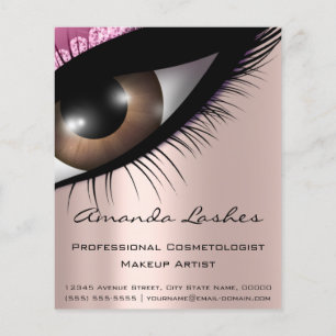 Makeup Eyelashes Beauty Salon Pink Rose Diamond Flyer
