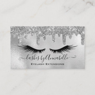 Makeup EyeLashes Sparkle Glitter Drip Silver Visitekaartje