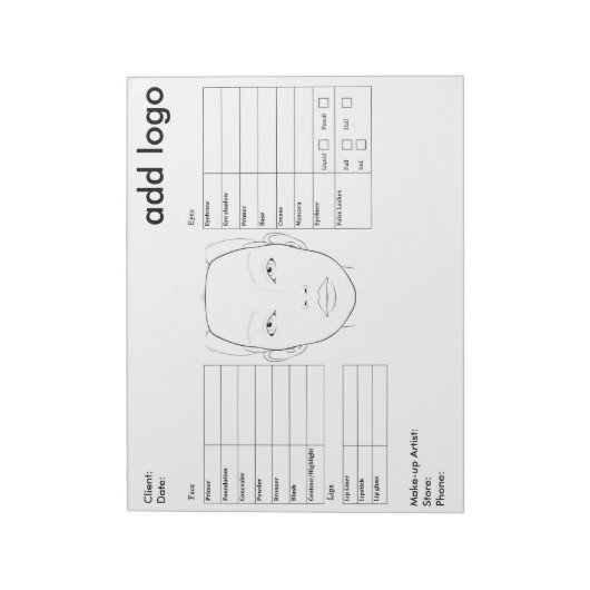 Makeup Face Chart Notitieblok (Gedraaid)