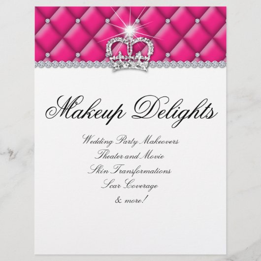 Makeup Flyer Hair Salon Satin Diamonds Pink White (Voorkant)