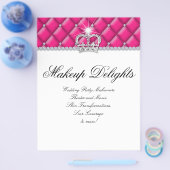 Makeup Flyer Hair Salon Satin Diamonds Pink White (Enkel)