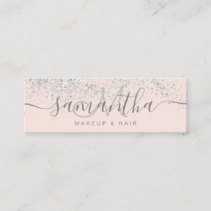 Makeup-haar zilveren glitter pastel wazig mini visitekaartje