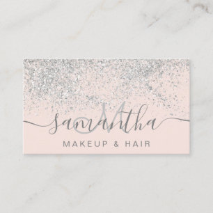 Makeup-haar zilveren glitter pastel wazig visitekaartje