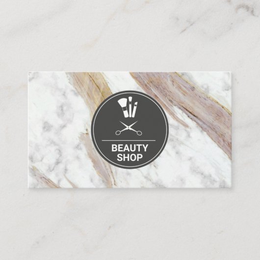 Makeup Hair Kit White Marble Visitekaartje (Voorkant)