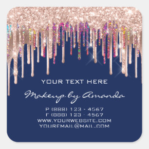 Makeup Holograaf gebruikt een blauw marinesegment Vierkante Sticker