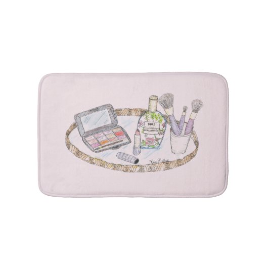 Makeup Illustratie Antiek Makeup Tray Mode Badmat (Voorkant)