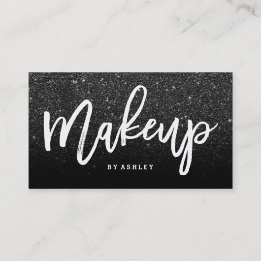 Makeup kunstenaar chic typography faux zwarte glit visitekaartje (Voorkant)