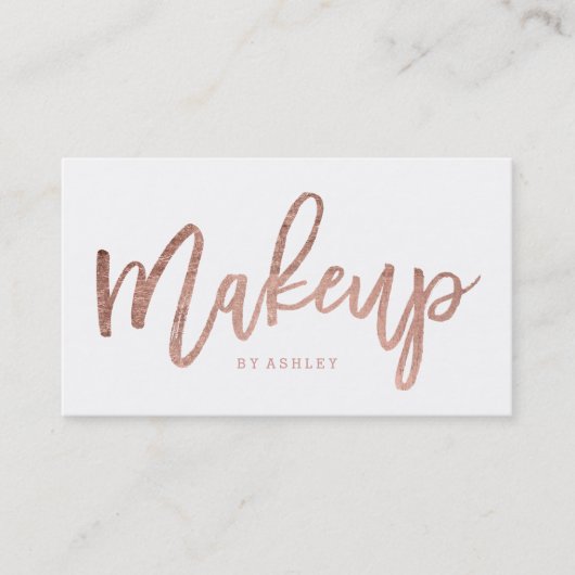 Makeup kunstenaar elegant roos gold typografie visitekaartje (Voorkant)